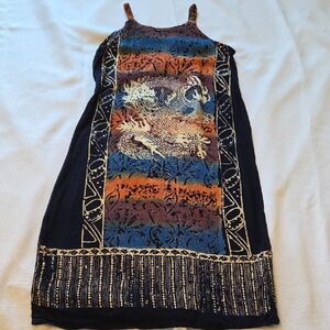 Vintage Fairy Core Whimsigoth Y2k Multicolor Dragon Tye Dye Sleeveless Dress
